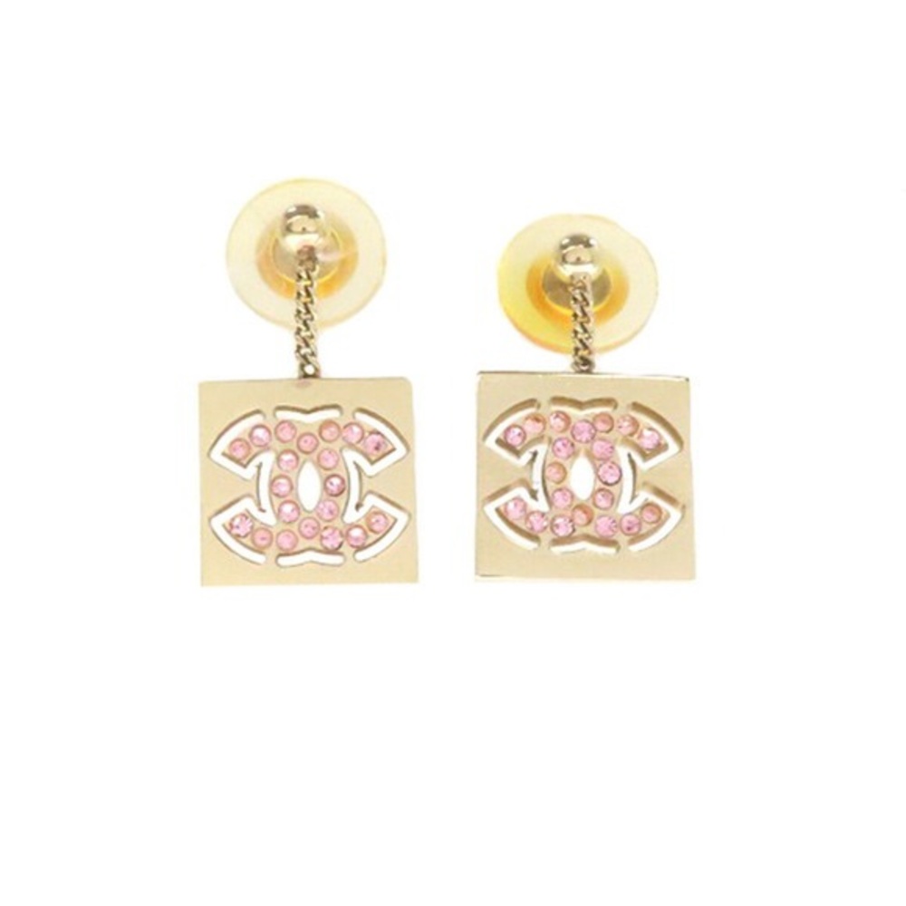 CHANEL‎ CoCo Mark Gold & Pink Earrings